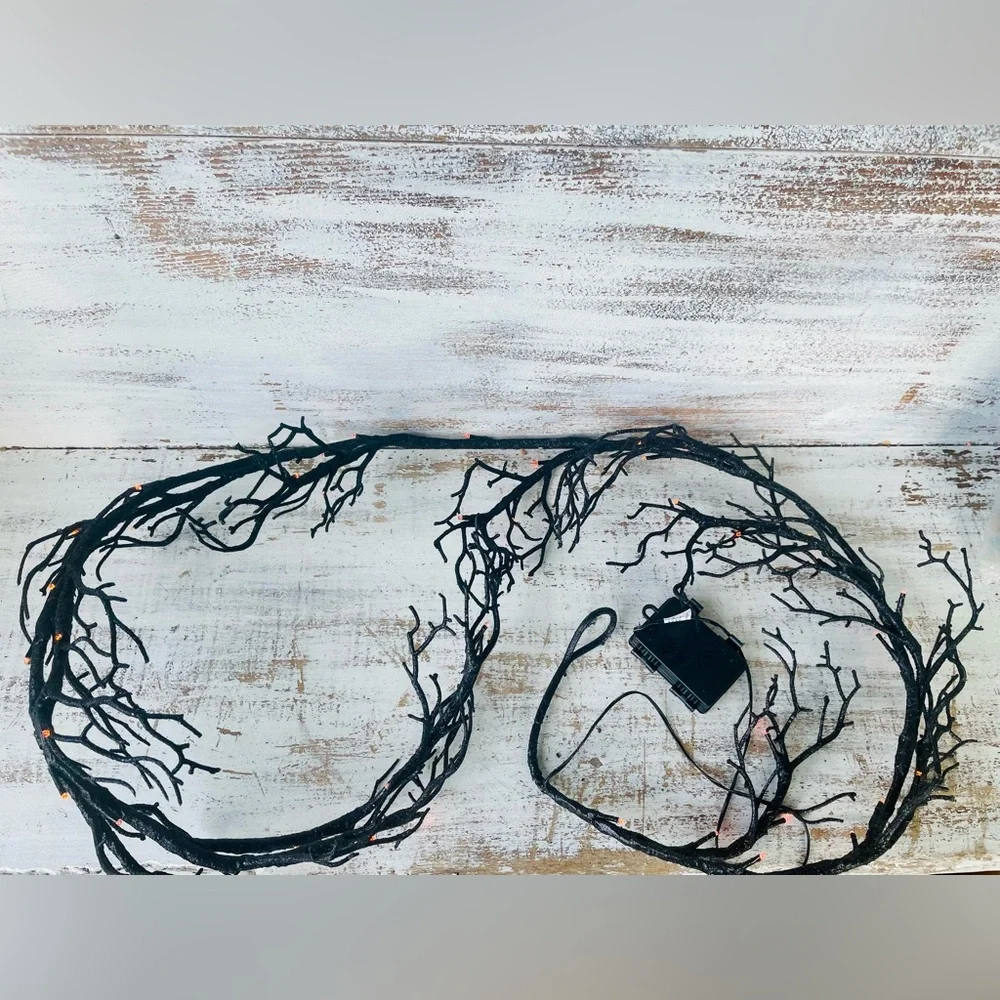 *Black Glitter Lighted Halloween Garland